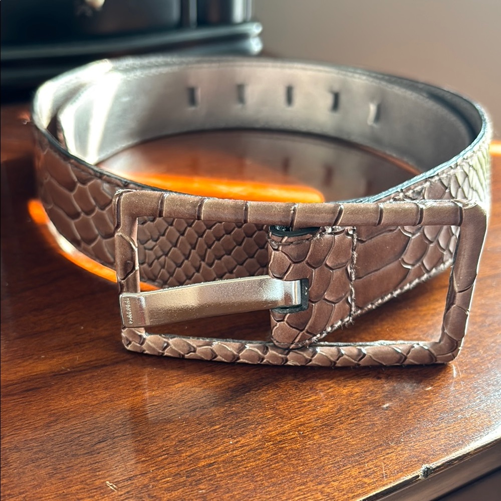 Calvin Klein Silver Textured Belt